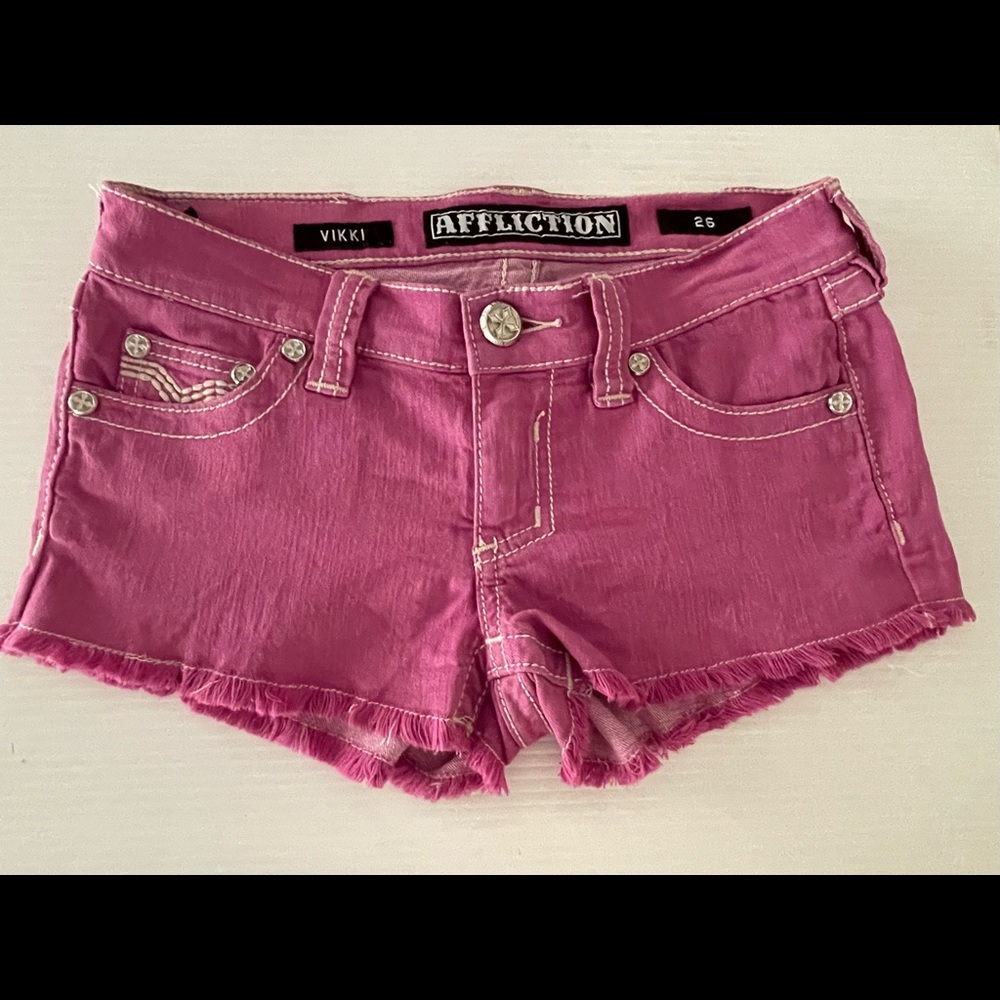 Affliction Pink Women's Denim Cutoff Shorts